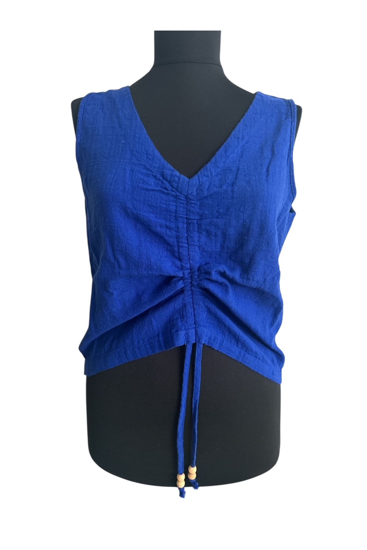 PHUTİ COLLECTION KETEN BİYE BAĞLAMALI BLUZ