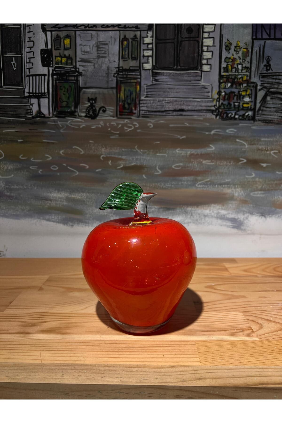 MeMy Design Murano Üfleme El Yapımı Cam Elma Biblo