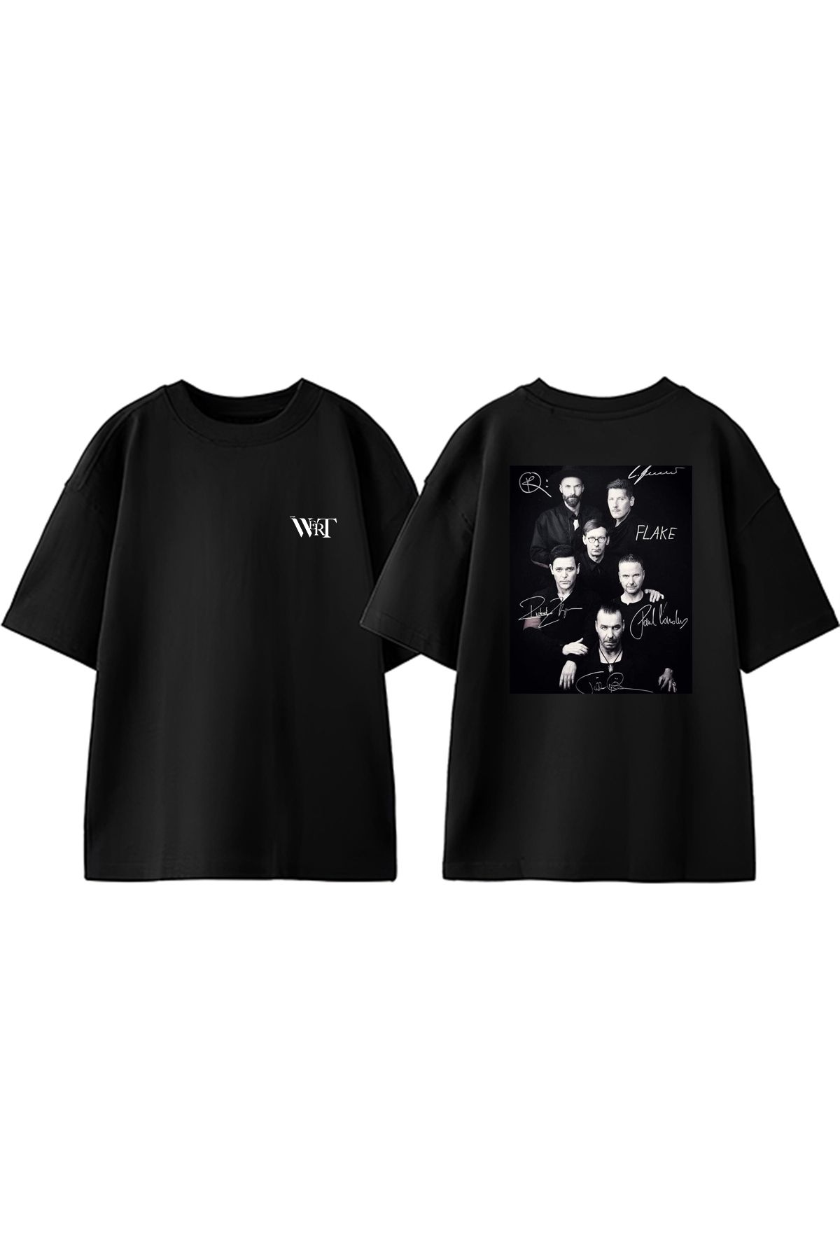 THEWERT Rammsteın Signature Tasarım Sırt Baskılı Pamuk Siyah Oversize T-shirt