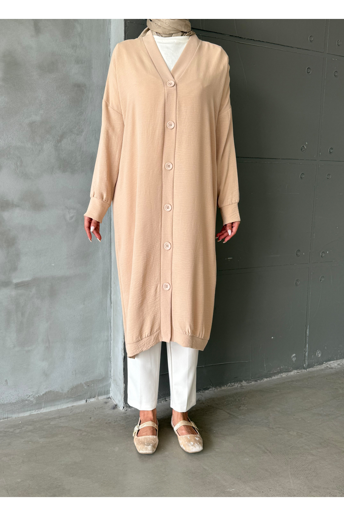 Aranlı tekstil-Buttoned Standard Size Oversize Cap/Tunic 2