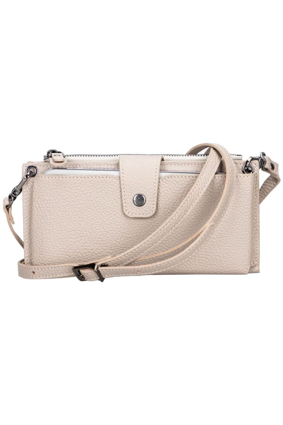 Angoravi Lozan Strap 6.5 inch Uyumlu Deri Kartlıklı Kılıf ERC3 Bej