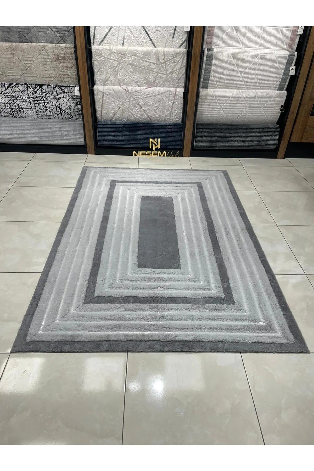 Neşem Halı Boutique Lazer Işlemeli Modern Deri Peluş Halı