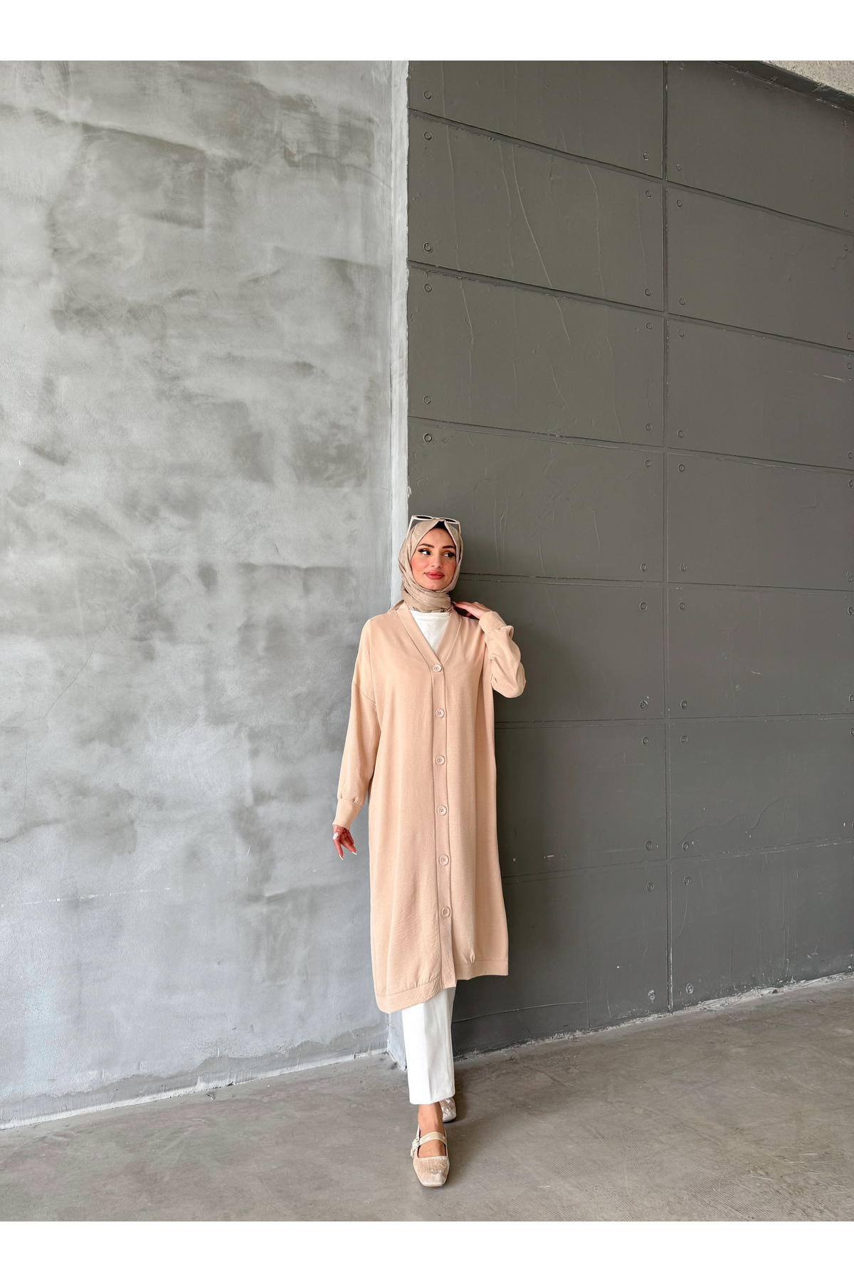 Aranlı tekstil-Buttoned Standard Size Oversize Cap/Tunic 3