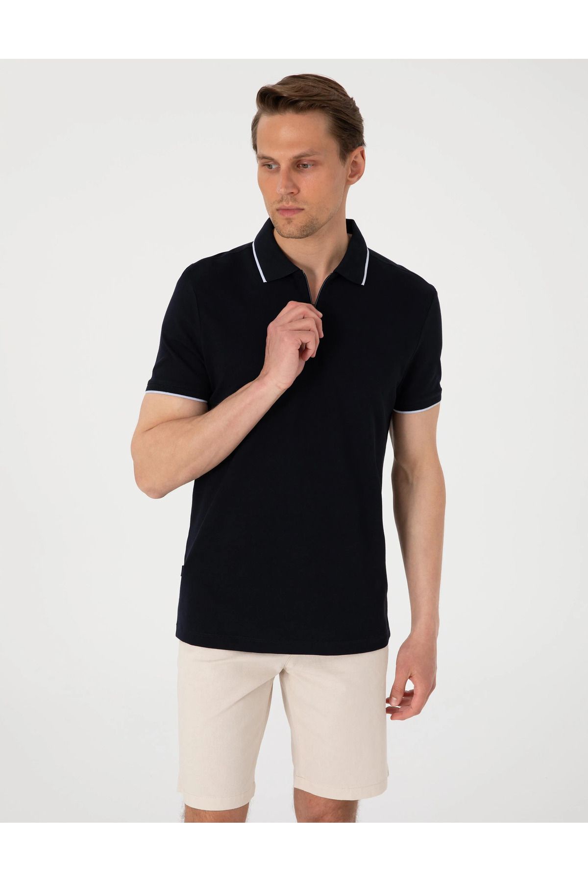 Pierre Cardin Lacivert Slim Fit Polo Yaka T-Shirt