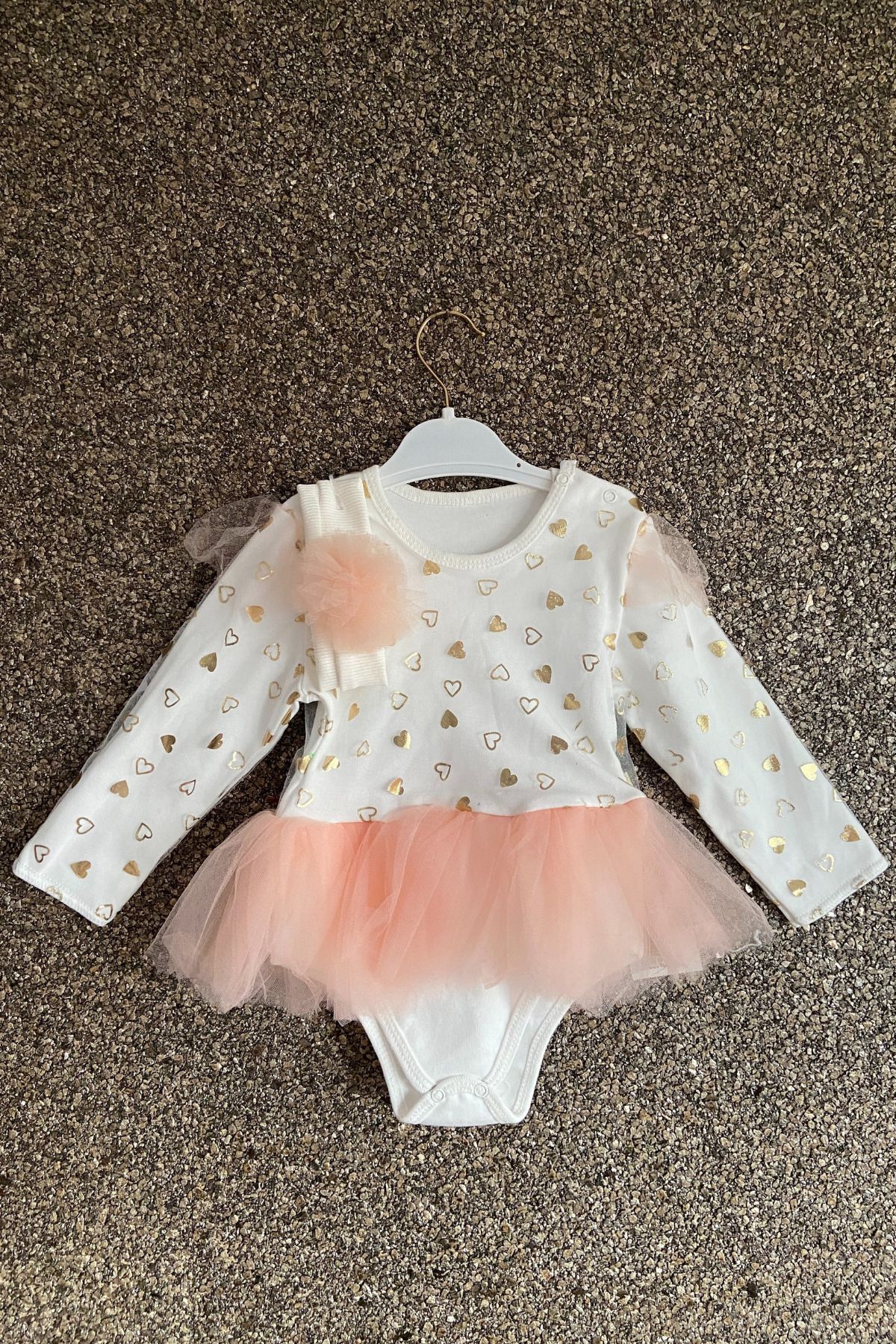 MASENKIDS KIZ BEBEK ÇITÇITLI BADİ ELBİSE TÜLLÜ FİYONKLU SİMLİ