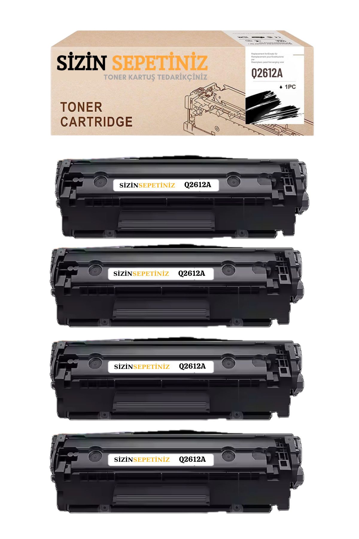 HP 12A- Q2612A ( 4 Adet ) Laserjet 1010 1012 1015 1018 1020 1020 1022 1022N 3015 Muadil Toner