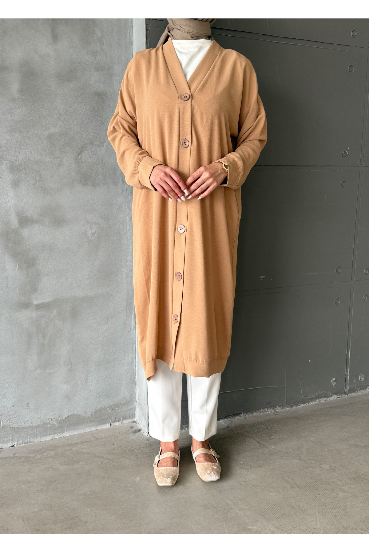 hacer ayaydın-Buttoned Standard Size Oversize Cap/Tunic 3