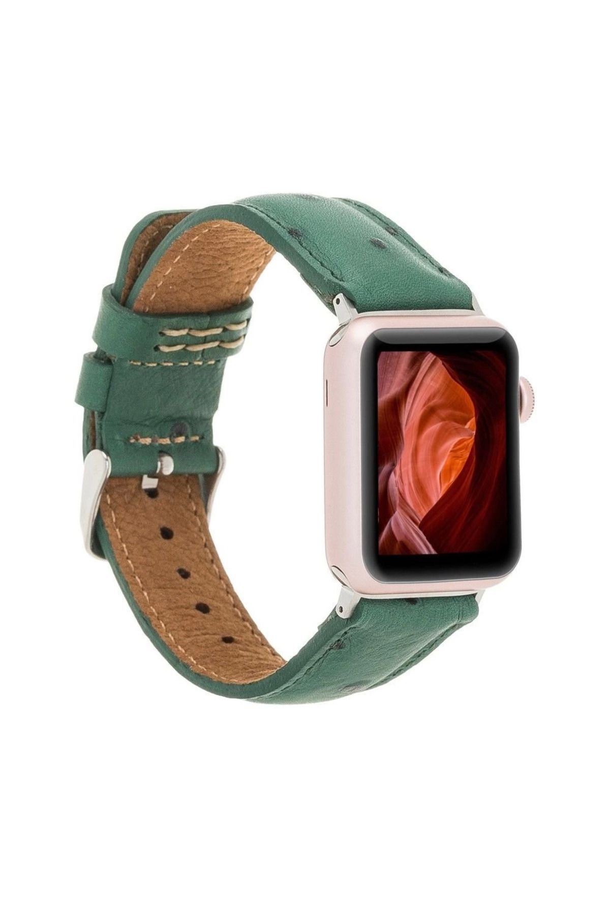 Angoravi Watch Uyumlu Deri Kordon 42-44-45mm DE6 Yeşil