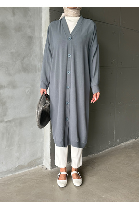 hacer ayaydın Düğmeli Standart Beden Oversize Kap/Giy-Çık Tunik