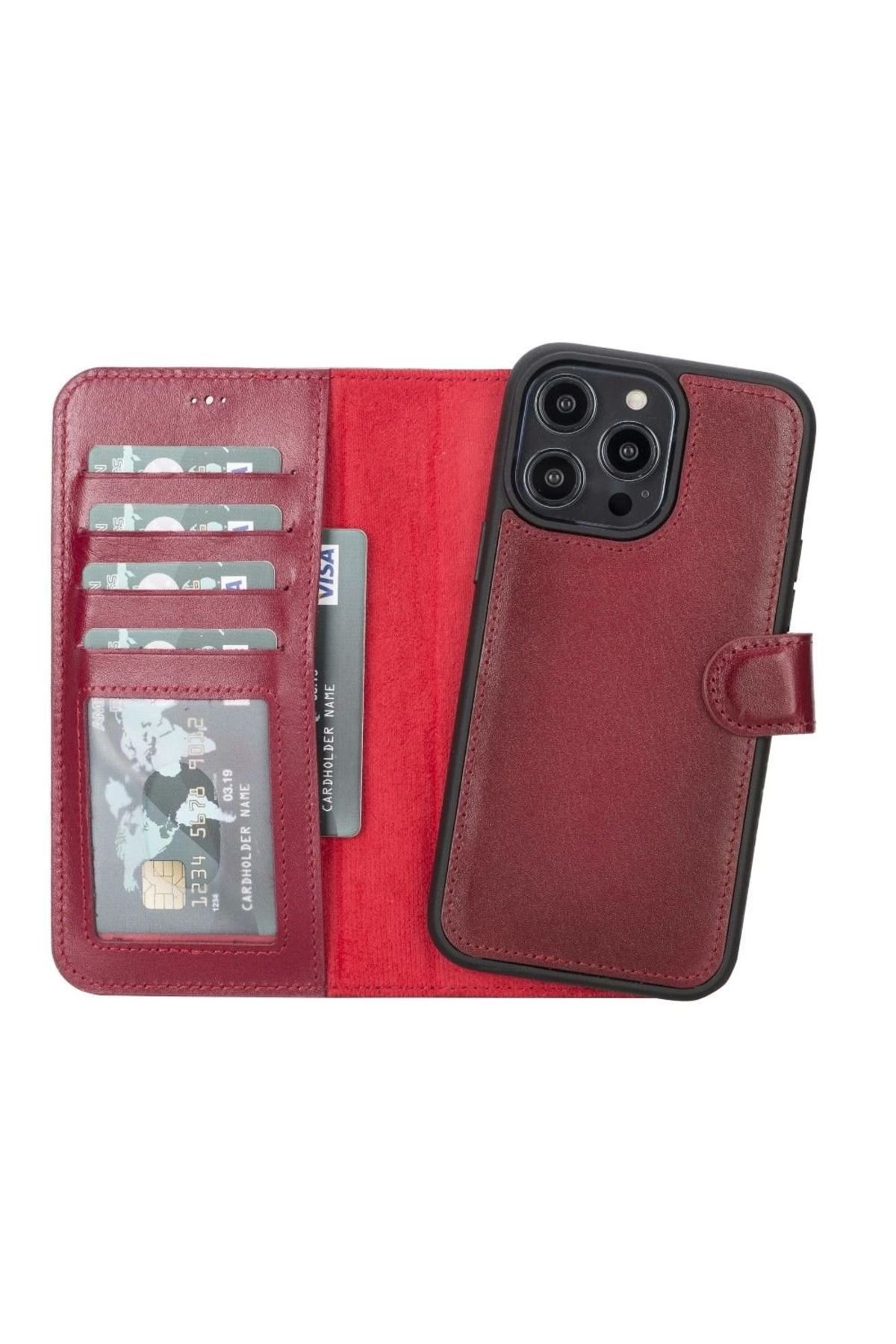 feifei iPhone 14 Pro Max Uyumlu Deri Cüzdanlı Kılıf MWWN V4EF