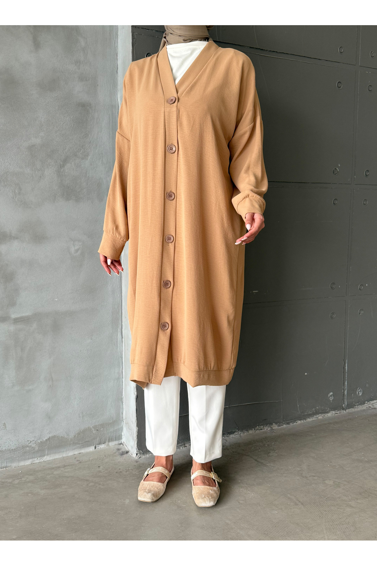 hacer ayaydın-Buttoned Standard Size Oversize Cap/Tunic 4