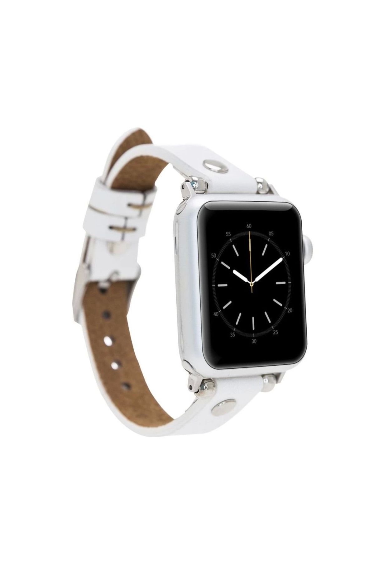 Angoravi Watch Uyumlu Deri Kordon 38-40-41mm ST F3 Beyaz