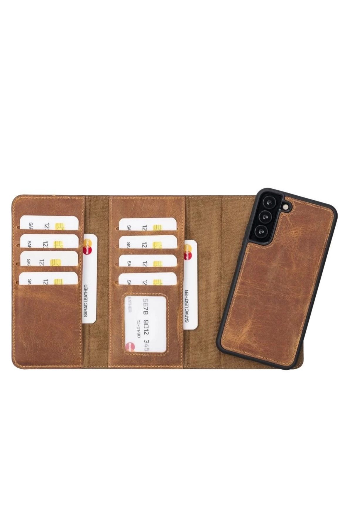 Angoravi Samsung Galaxy S22 Plus Uyumlu Deri Cüzdanlı Kılıf Santa G19