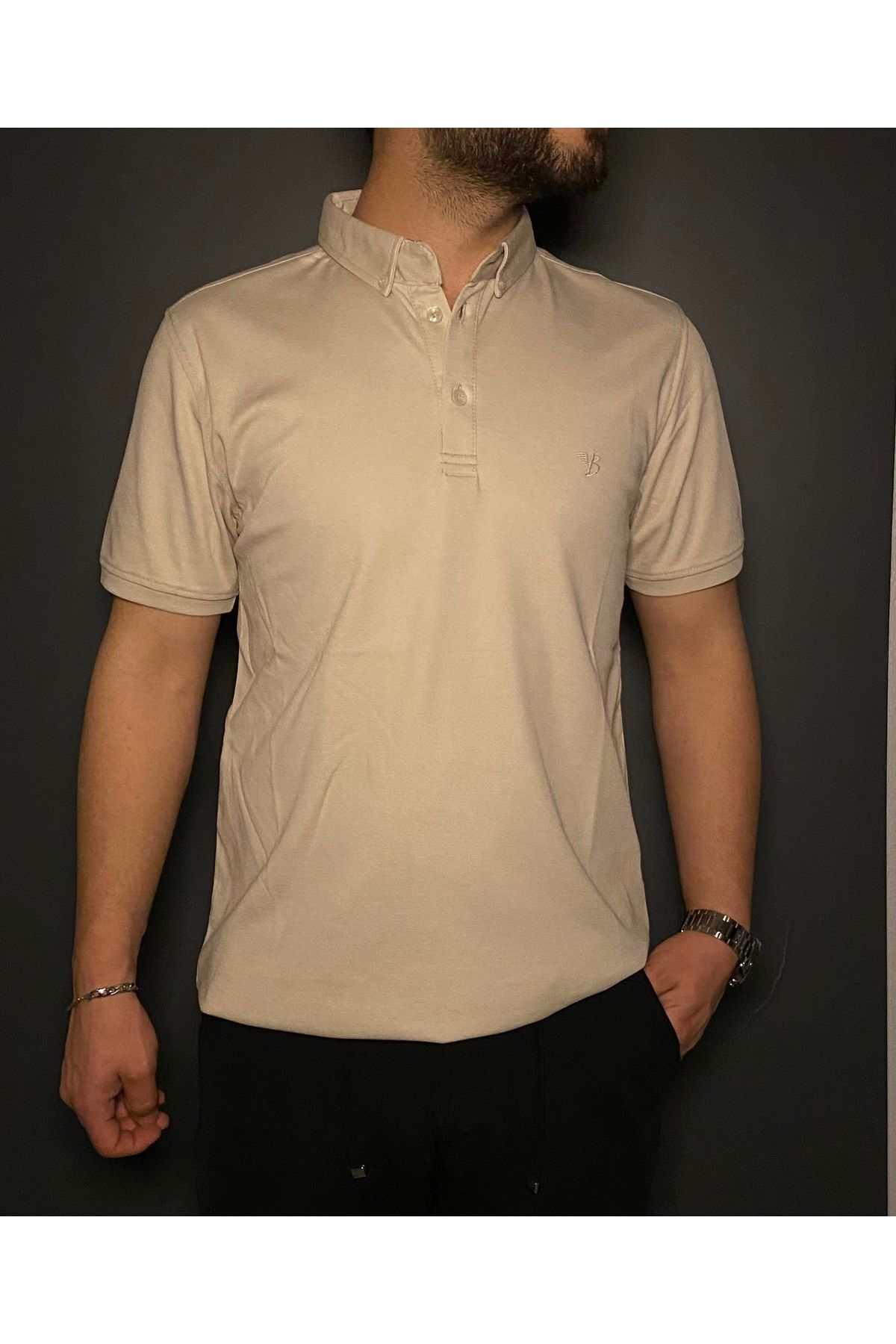 jack wendy Oxford Düz kendinden ayaklı Polo yaka bej