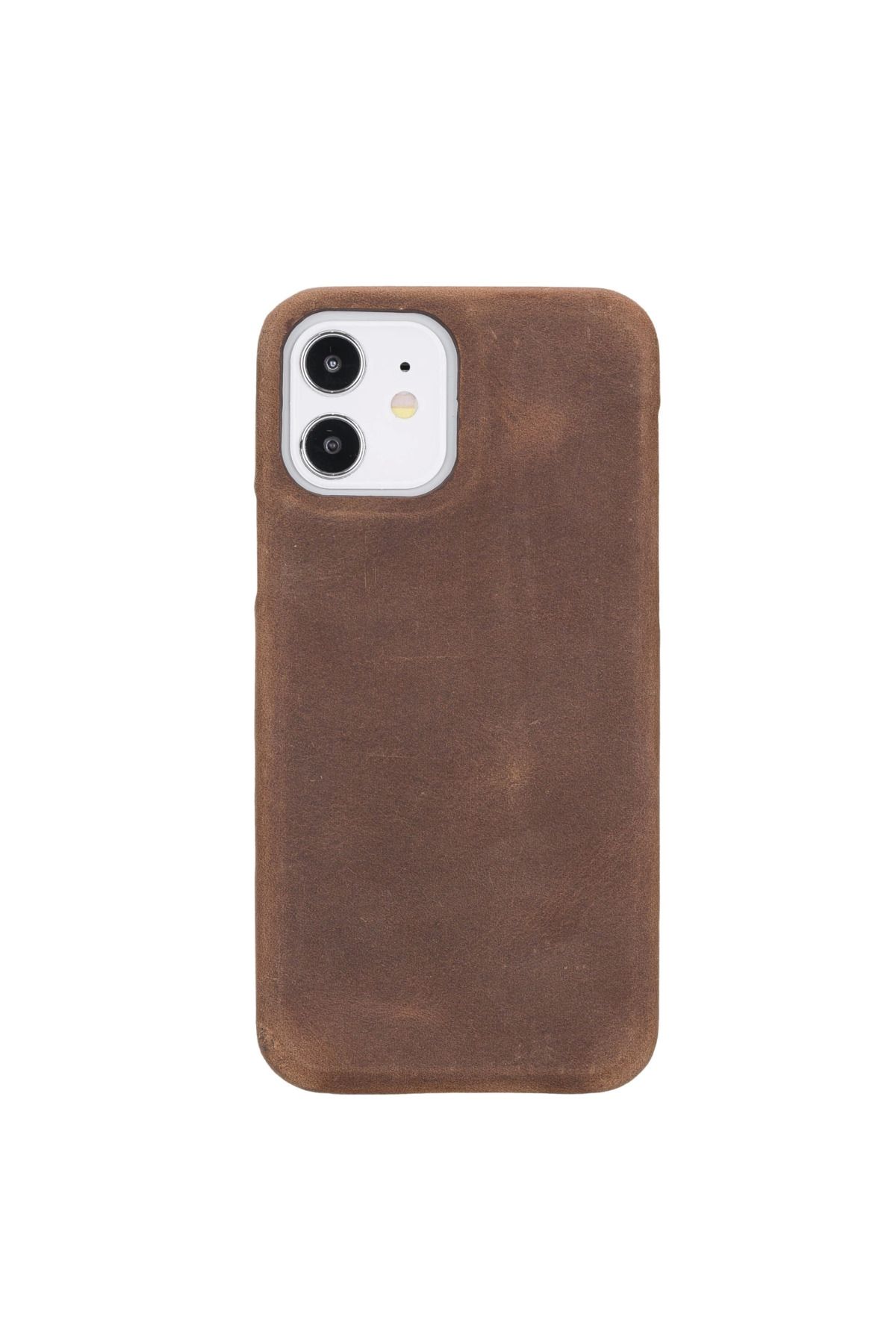 Angoravi Apple iPhone 12 Pro Uyumlu Deri Arka Kapak F360 G2 Antik Kahve