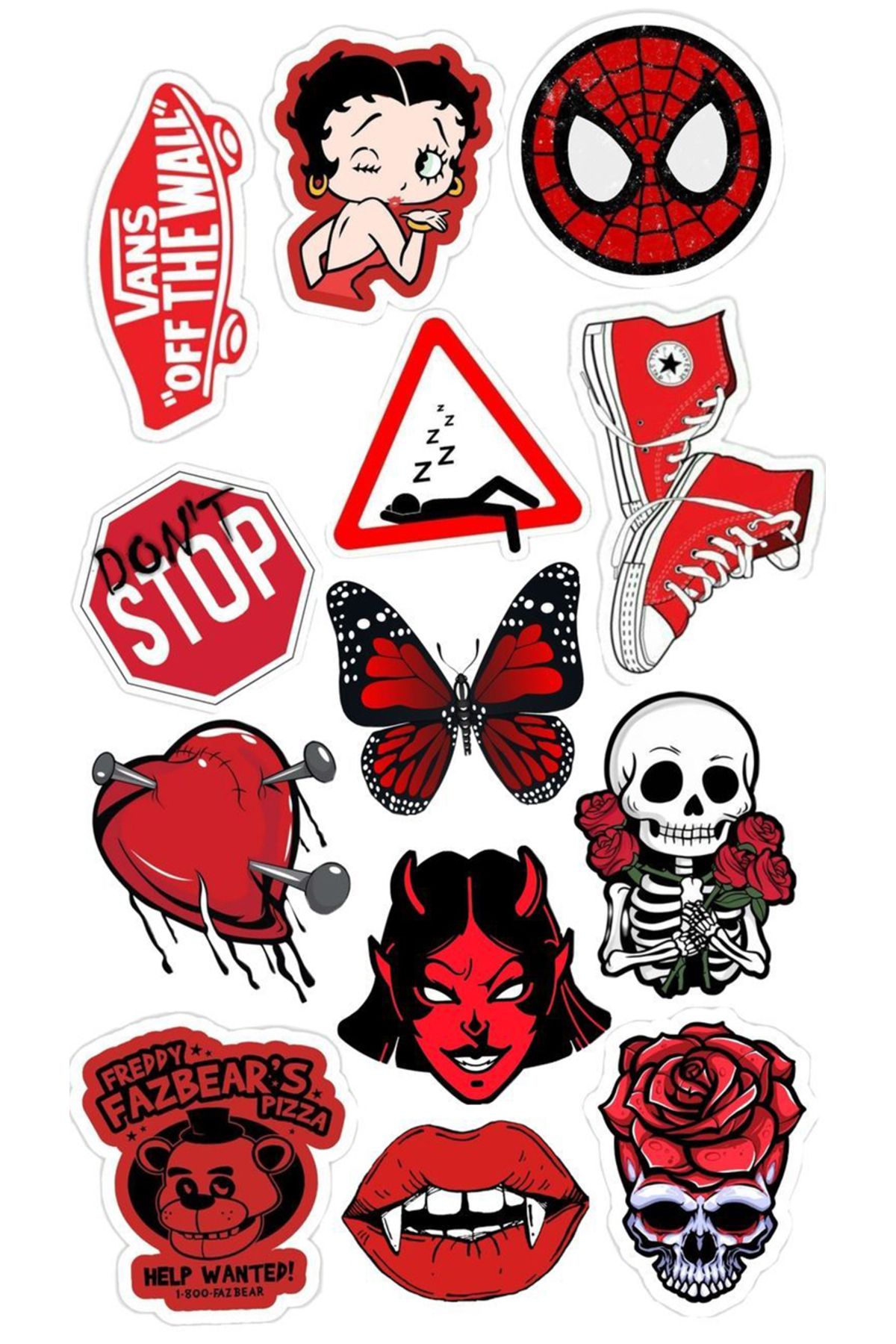 BK Design Popüler Kırmızı Sticker Telefon Laptop Notebook Tablet Defter Matara Stiker Etiket ST1723