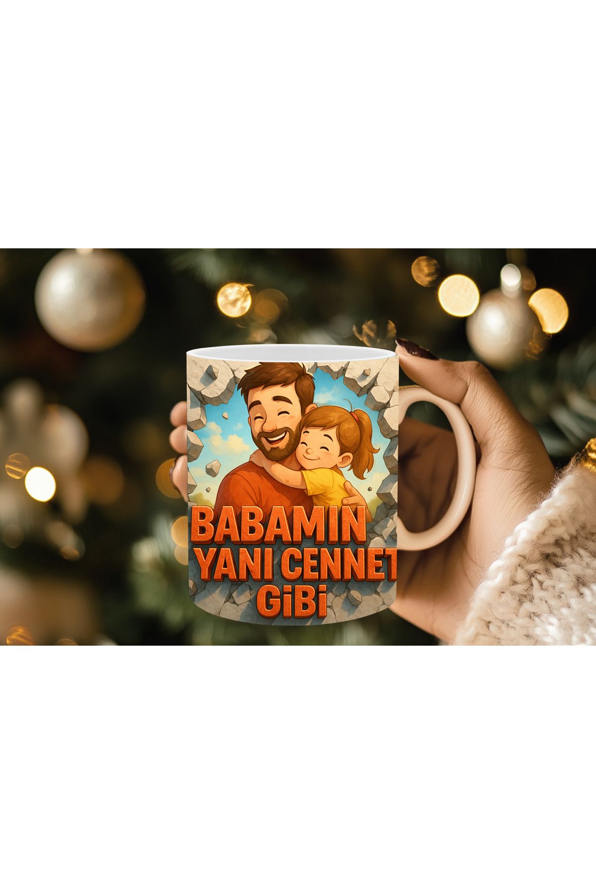 Evion Babalar Gününe Özel 3D Baskılı Kupa Bardak Mug Porselen Kupa