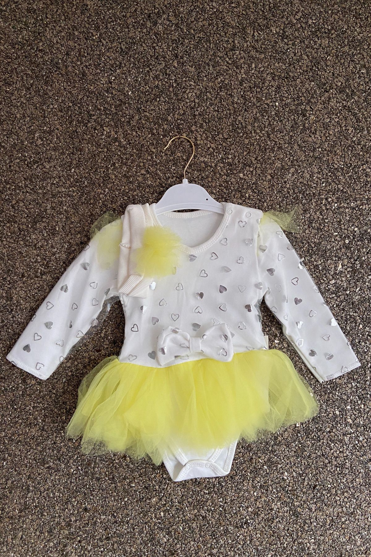MASENKIDS Kiz Bebek Çitçitli Badi̇ Elbi̇se Tüllü Fi̇yonklu Si̇mli̇ Ve Bone