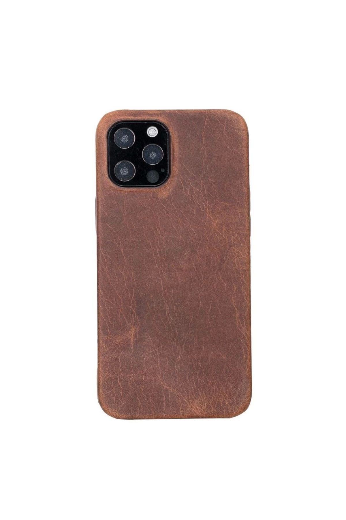 Angoravi Apple iPhone 12 Pro Max Uyumlu Deri Arka Kapak ROCK G2 Kahve