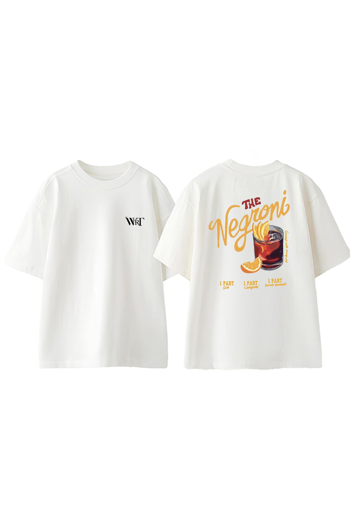 THEWERT The Negroni Tasarım Sırt Baskılı Pamuk Beyaz Oversize T-shirt