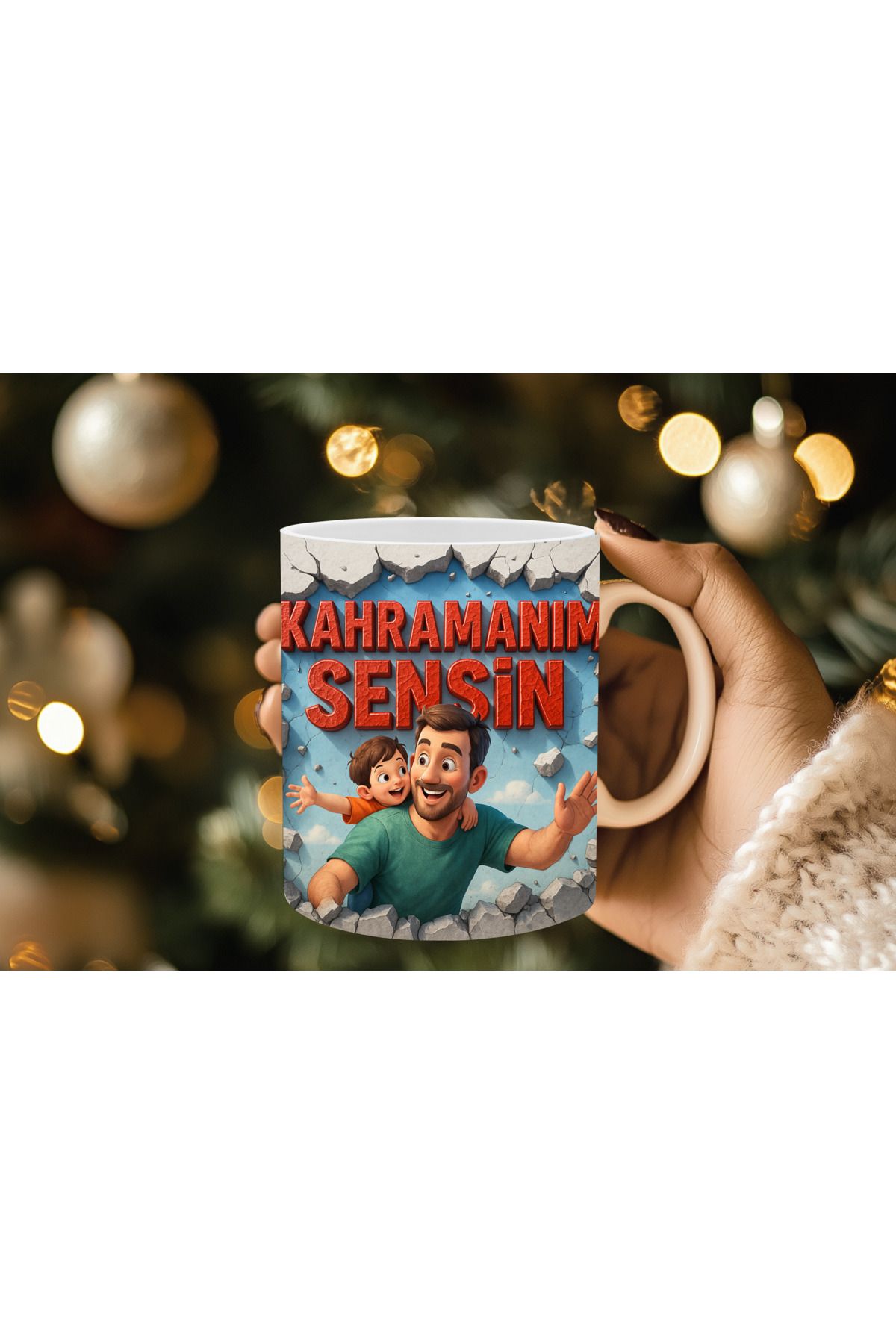 Evion Babalar Gününe Özel 3D Baskılı Kupa Bardak Mug Porselen Kupa