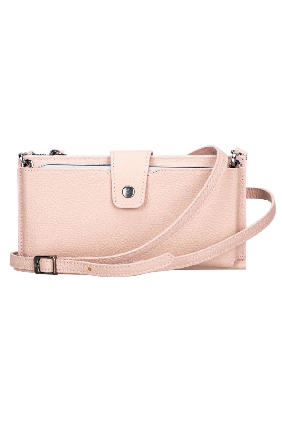 Angoravi Lozan Strap 6.5 inch Uyumlu Deri Kartlıklı Kılıf ERC5 Pembe