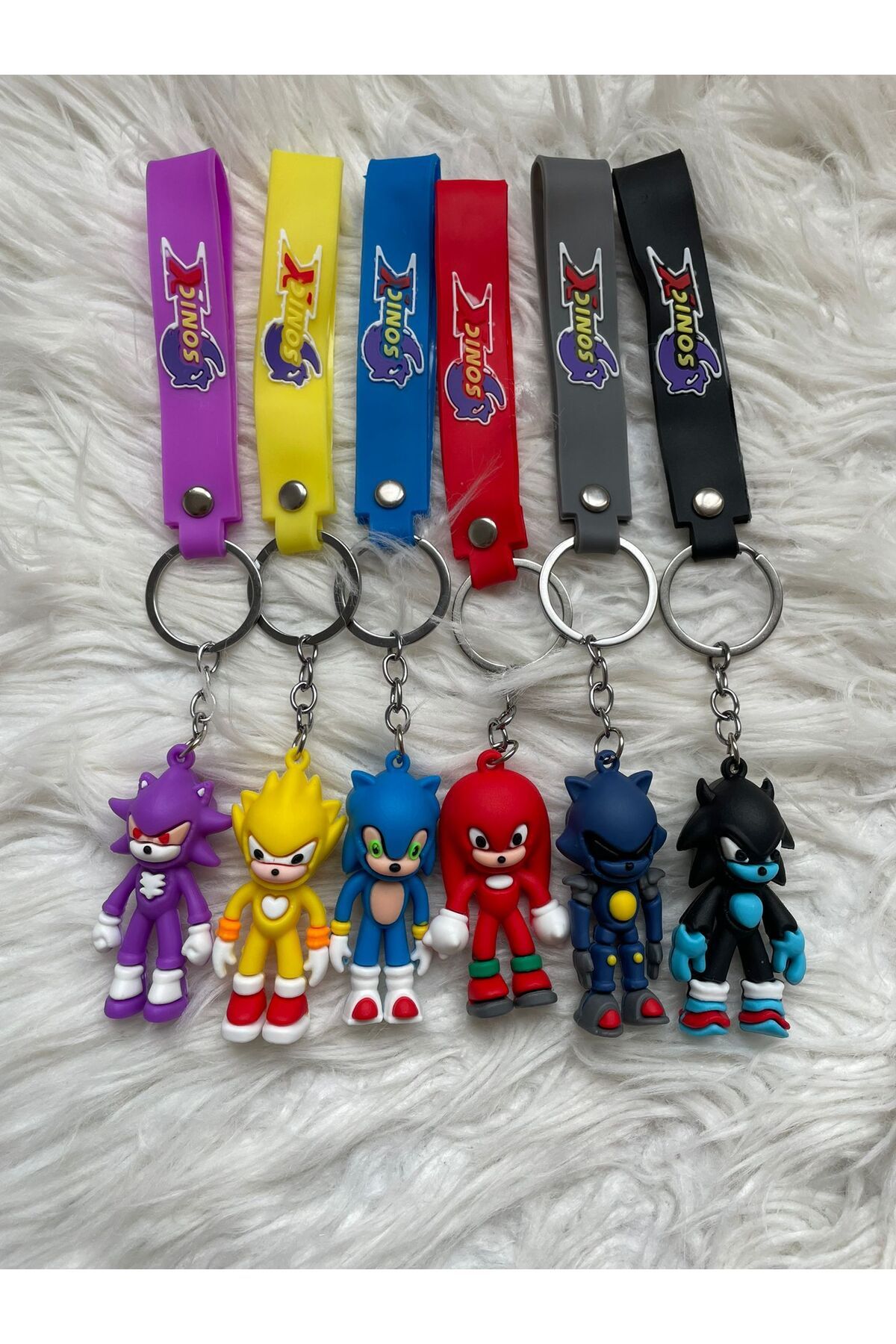 Minik Tutku Sonic Anahtarlık 3D Silikon Anahtarlık 6'lı Set