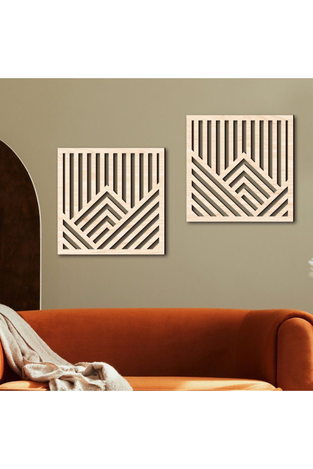 Mars Minimalist Geometrik 2'li Set Ahşap Duvar Dekoru