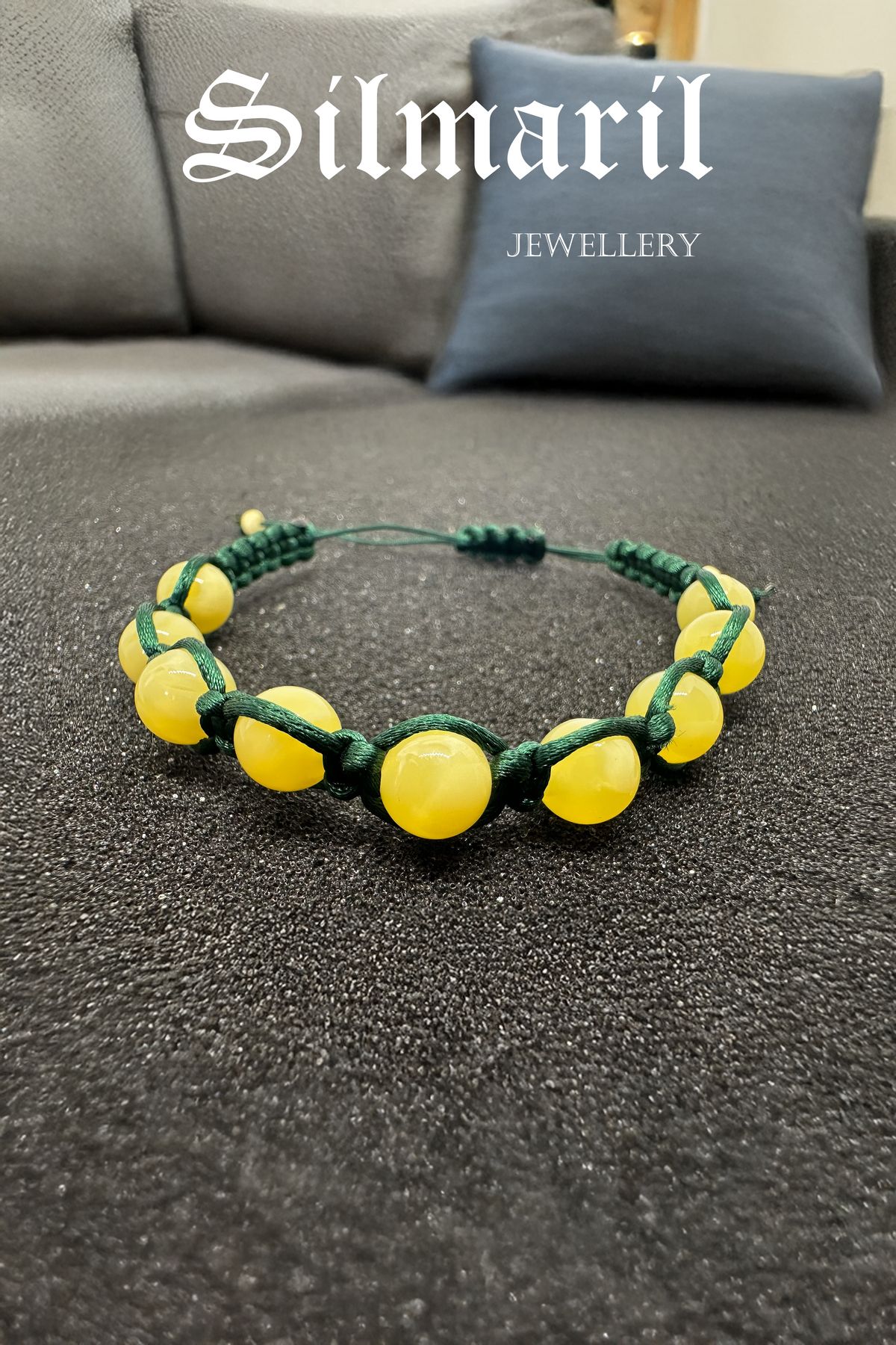 Silmaril Store Kaymaklı Kehribar Taşlı Yeşil İpli El Yapımı Bileklik – Silmaril Jewellery