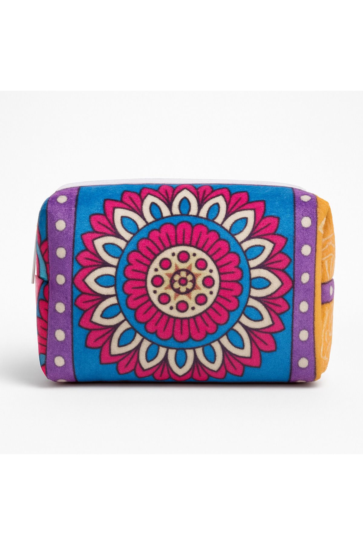 YILDIZ DİJİTAL HOME Mavi & Fuşya Mandala Desenli Makyaj Çantası Sünger Destekli Fermuarlı Organizer | Star Home’s 15 cm