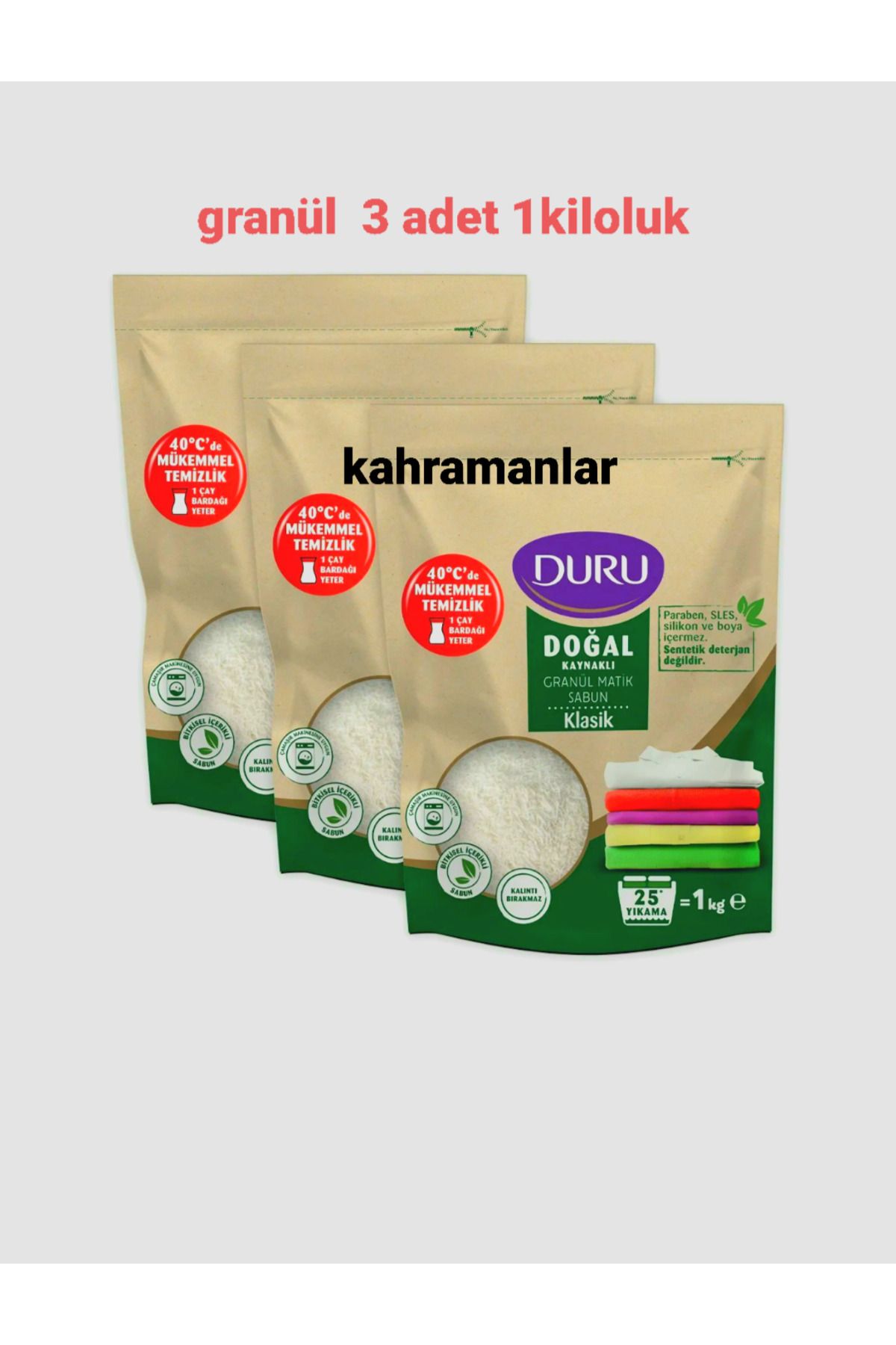 YEŞİLLİ STORE Duru granül 3 adet 1 kg gönderilicek