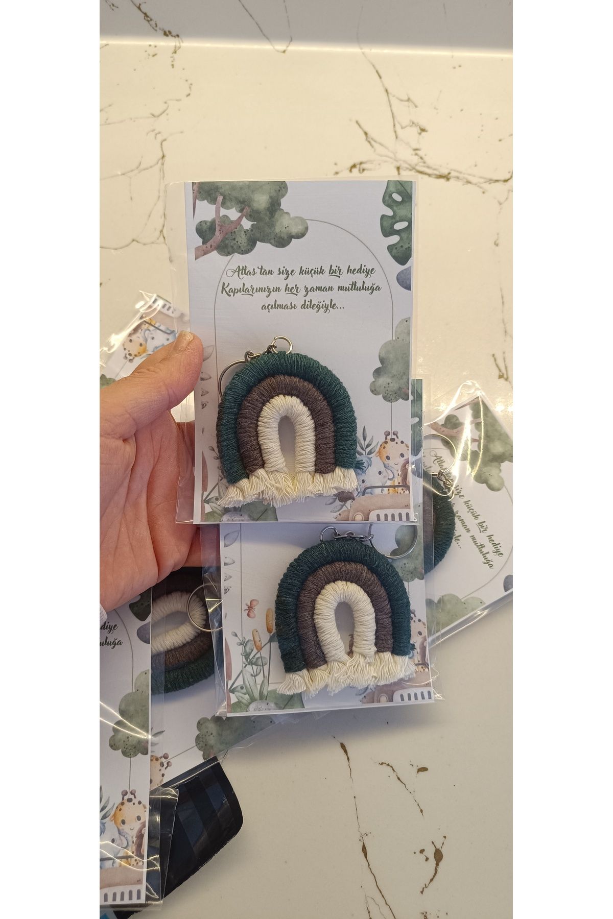 Büşra Uynk Makrome Gökkuşağı Anahtarlık 20 adet (kişiye özel)