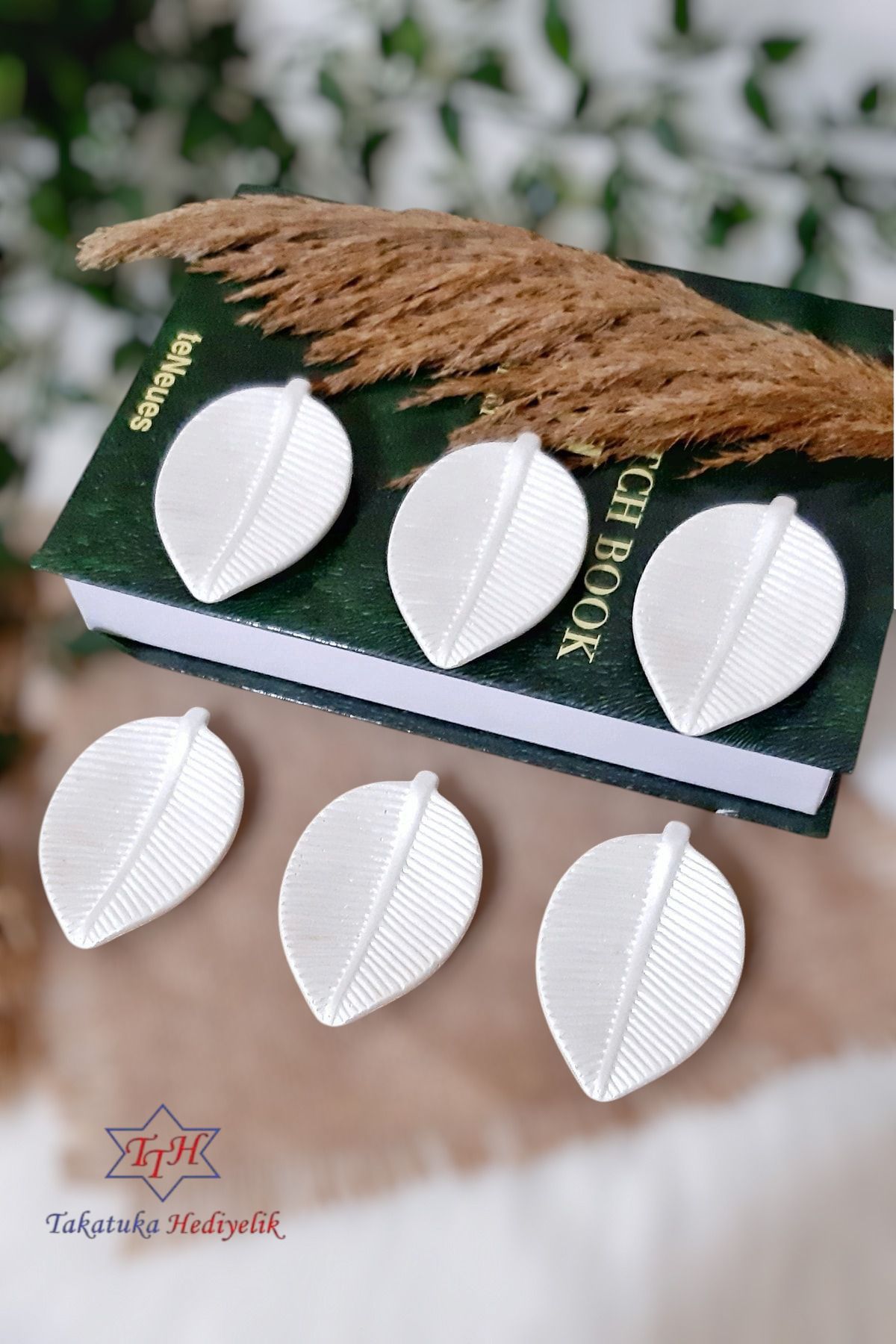 TTH Takatuka Hediyelik 6'lı Kahve Yanı Sunumluk/yaprak Tasarımlı Drajelik/Lokumluk 10x7 CM