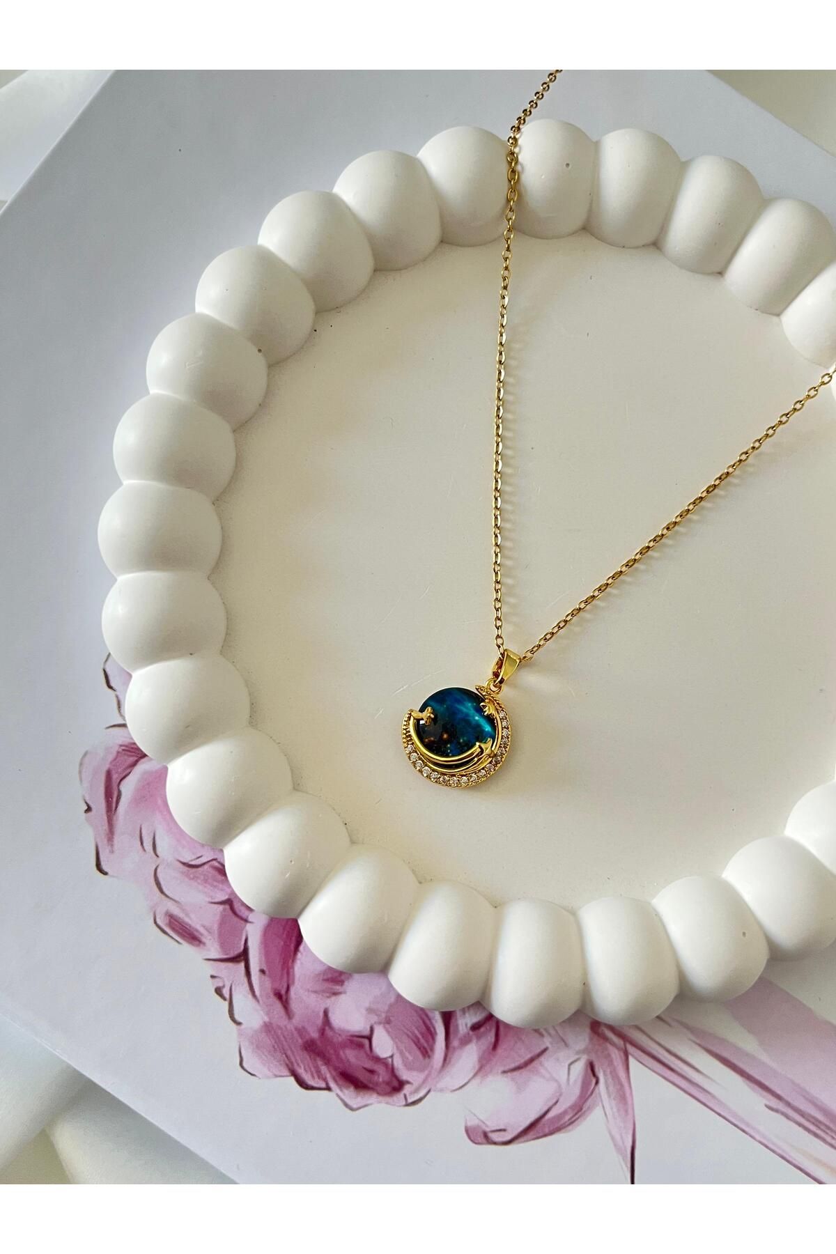 sessjewelry Dünya yıldız figür taşlı kolye
