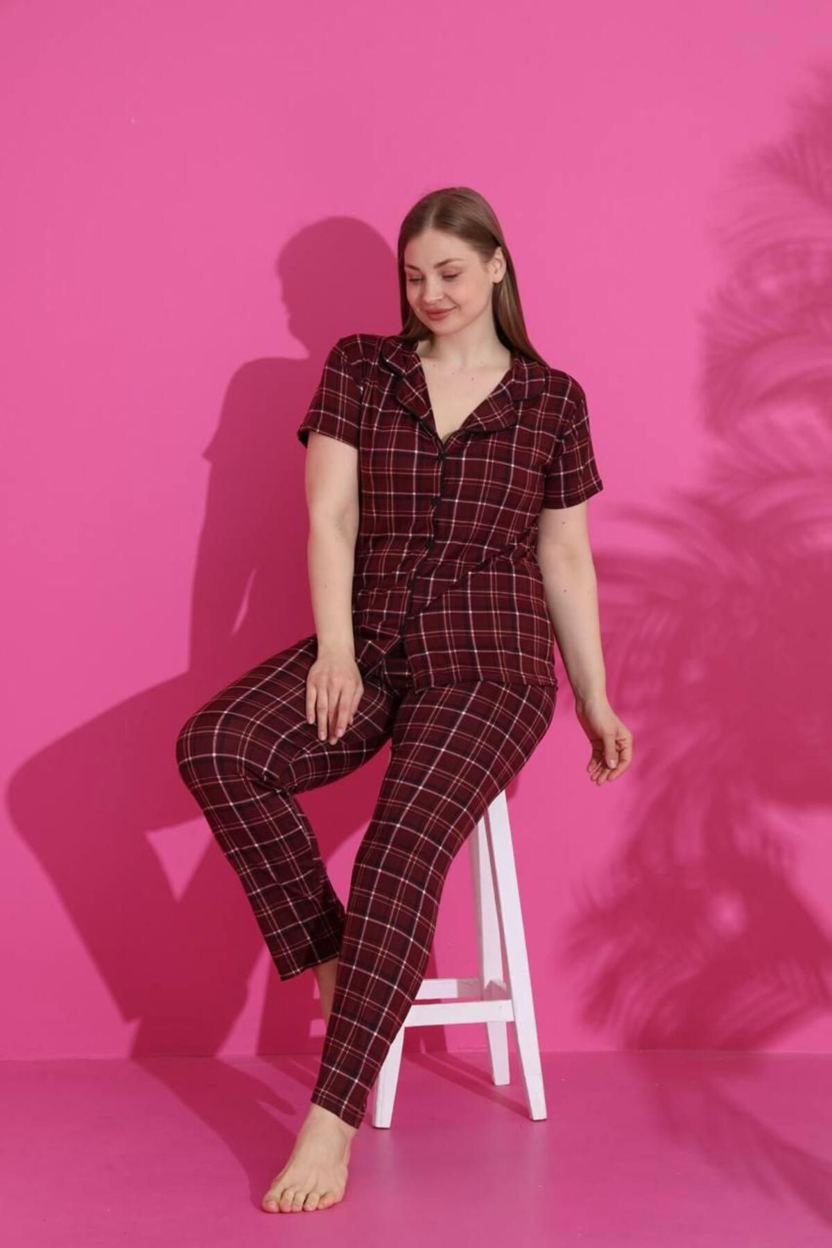 meltex BORDO RENK EKOSELİ PİJAMA TAKIMI
