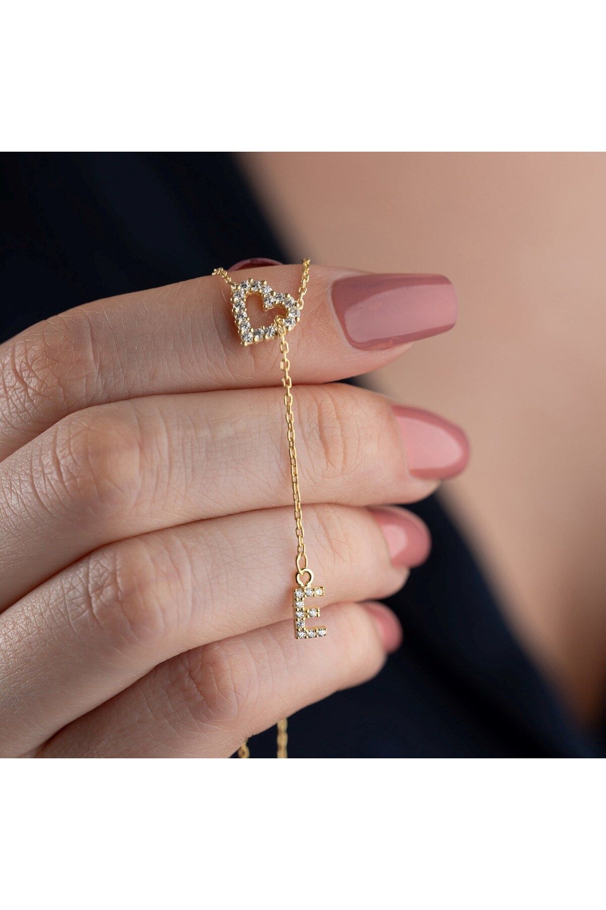 beonejewelry MINI HERZ HARFLİ KOLYE | 925 GÜMÜŞ