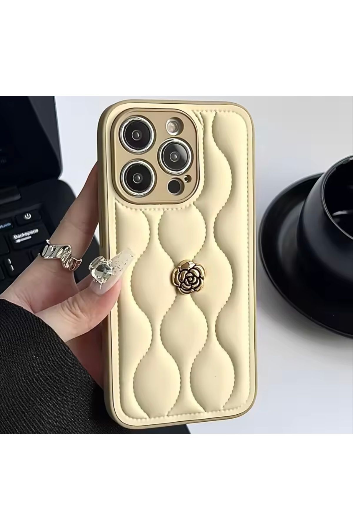 UMD APPLE IPHONE 13 UYUMLU ROSE TASARIMLI DERİ KILIF