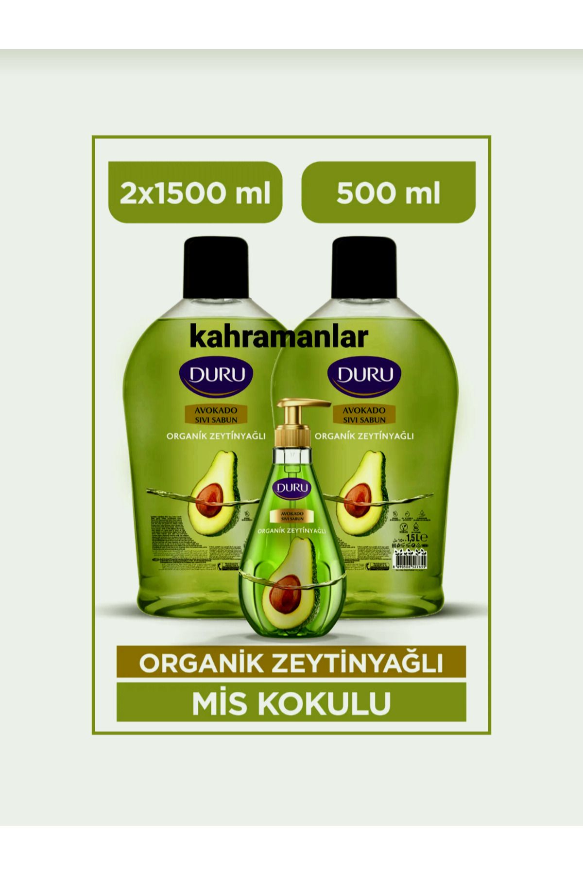 YEŞİLLİ STORE Duru sıvı sabun avokado 2x1.5 +500 ml