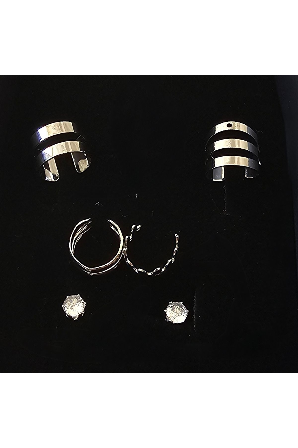Lune Takı Steel Lune Çelik – Modern Allure Silver Küpe Seti