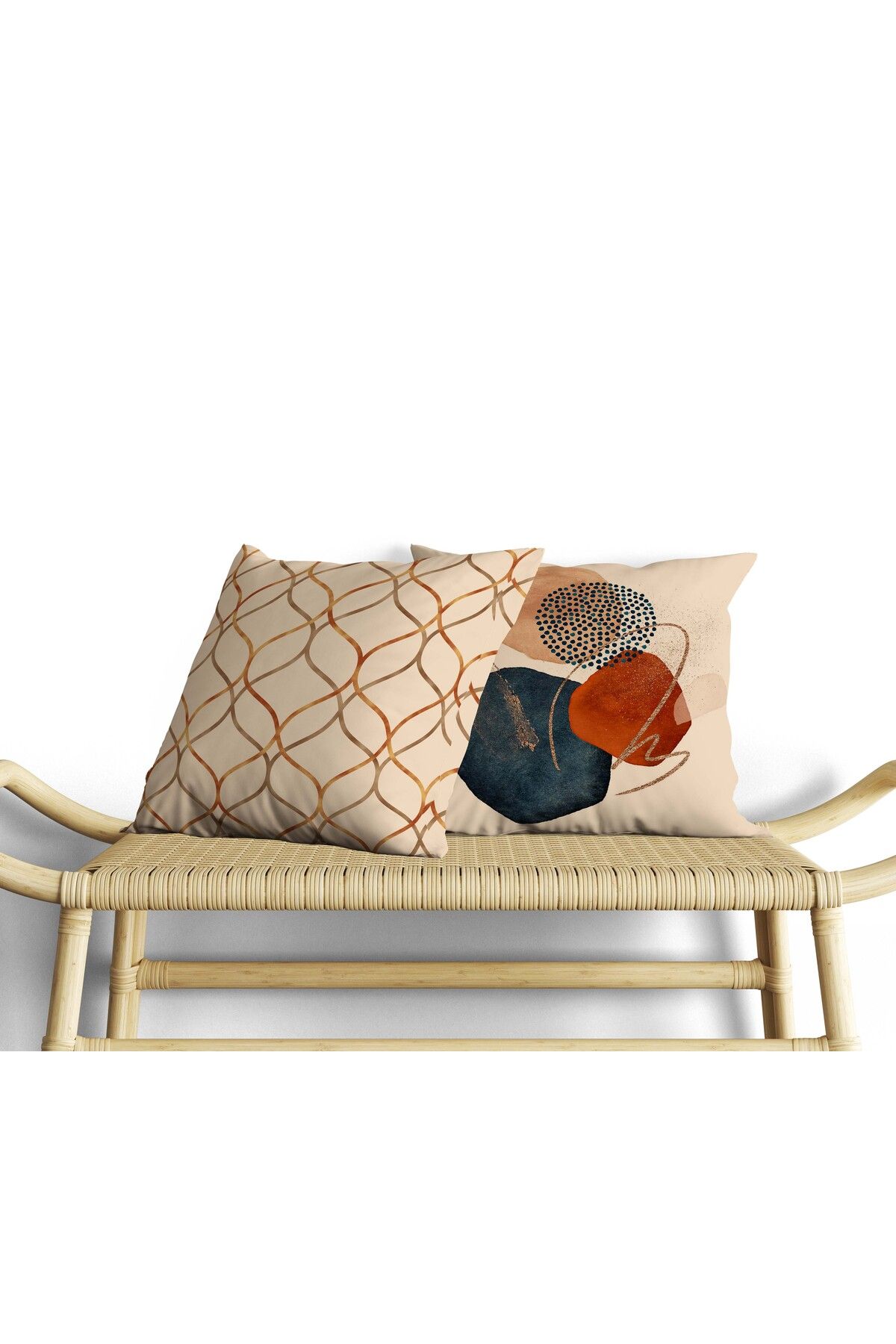 decotias Soyut Desen , Çok Renkli , Çift Taraf Dijital Baskı , Kare 2’li Set Kırlent Kılıfı