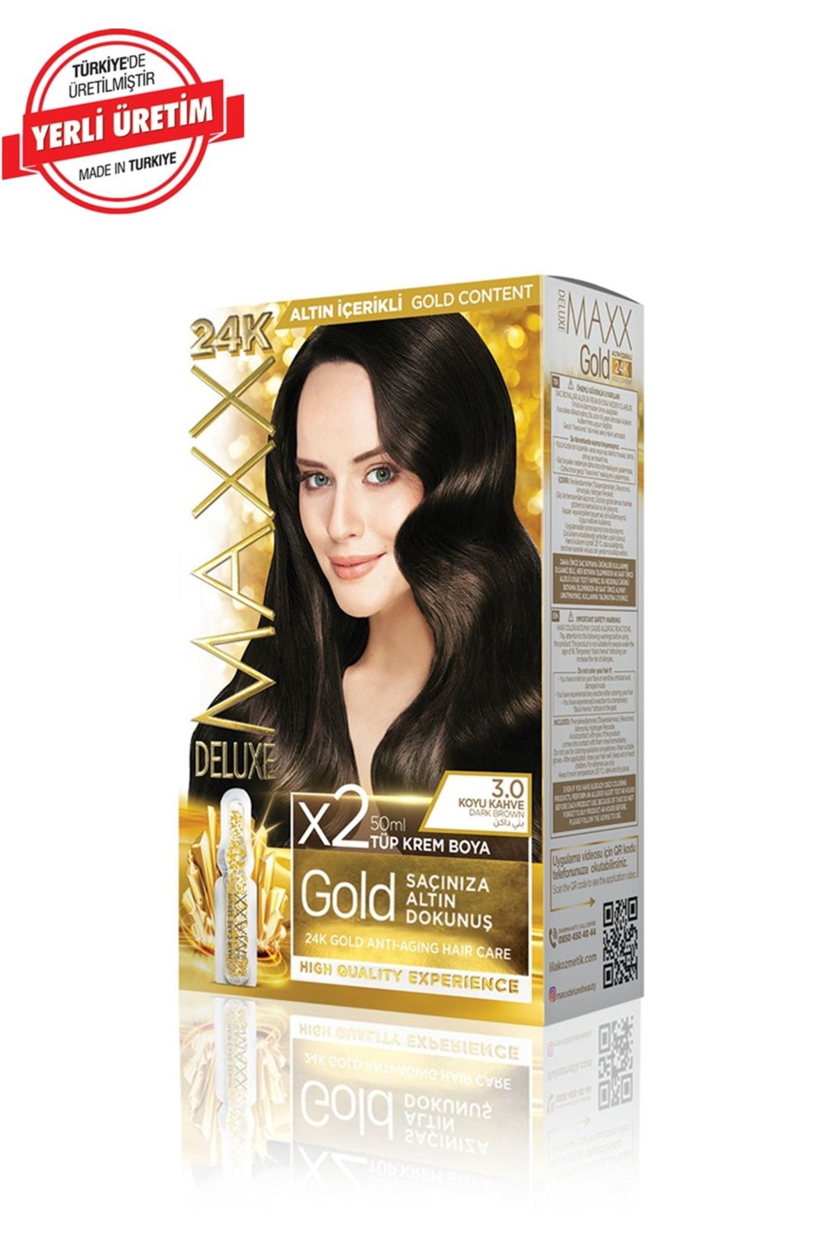 MUK's Beauty Tools Maxx Deluxe Gold Series Saç Boya Seti 2 Tüp Boya 2 Oksidan 30 Harika Renk Seçeneği