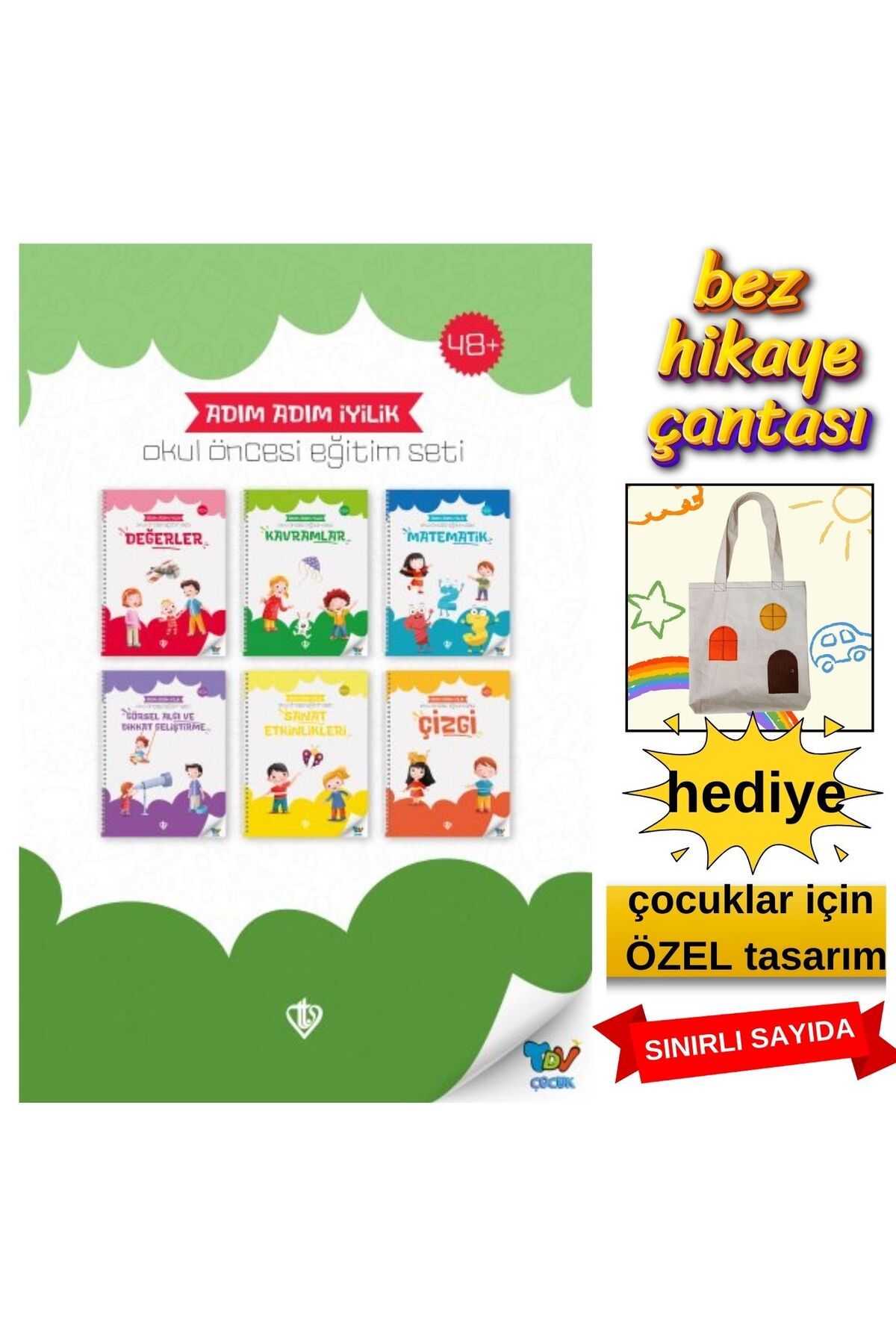 Diyanet İşleri Başkanlığı Adım Adım İyilik Okul Öncesi Eğitim–6 Kitap| Değerler Eğitimi | 4-6 Yaş Etkinlikli ve Renkli Set