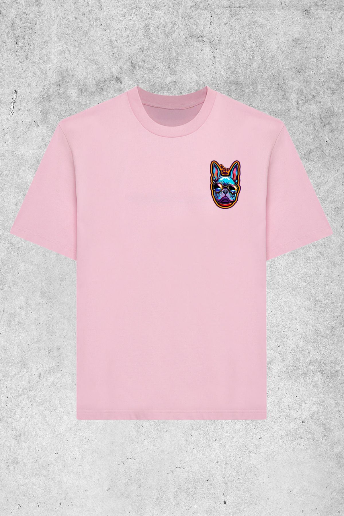 MOLICO Basic unisex sıfır yaka kısa kollu FRENCH DOG BASKILI Tshirt
