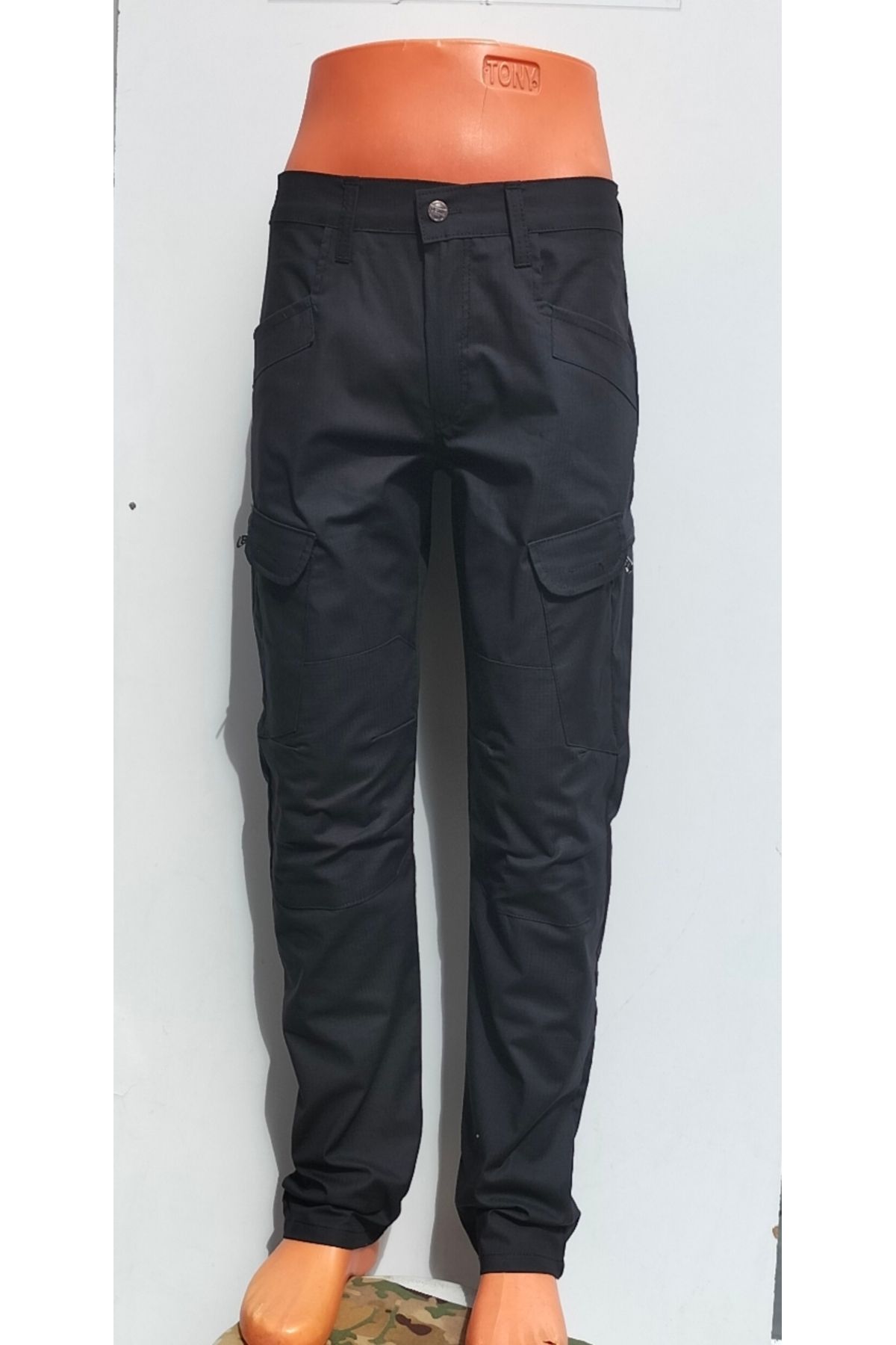 BeyzDenim likralı siyah ripsstop yazlık taktikal kargo pantolon