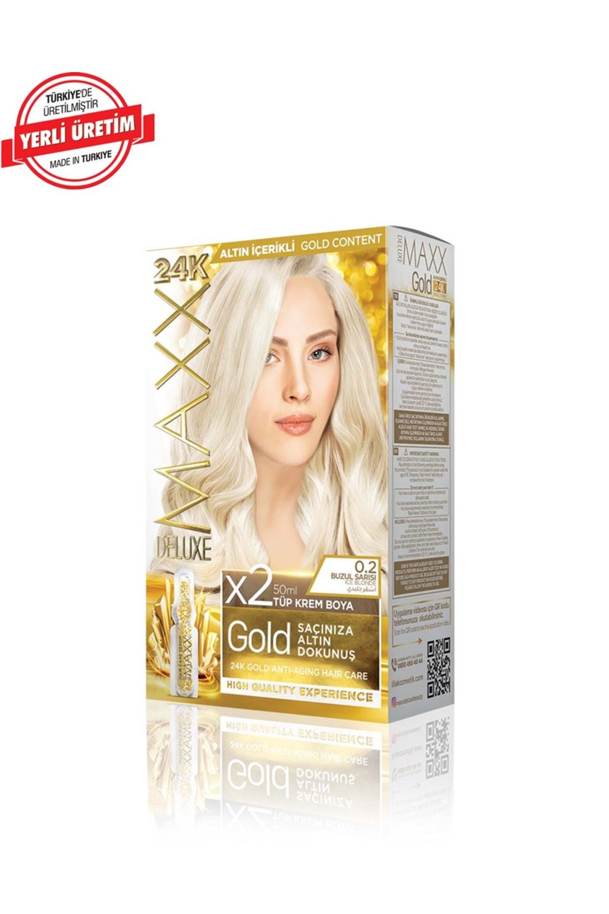 MUK's Beauty Tools Maxx Deluxe Gold Series Saç Boya Seti 2 Tüp Boya 2 Oksidan 30 Harika Renk Seçeneği