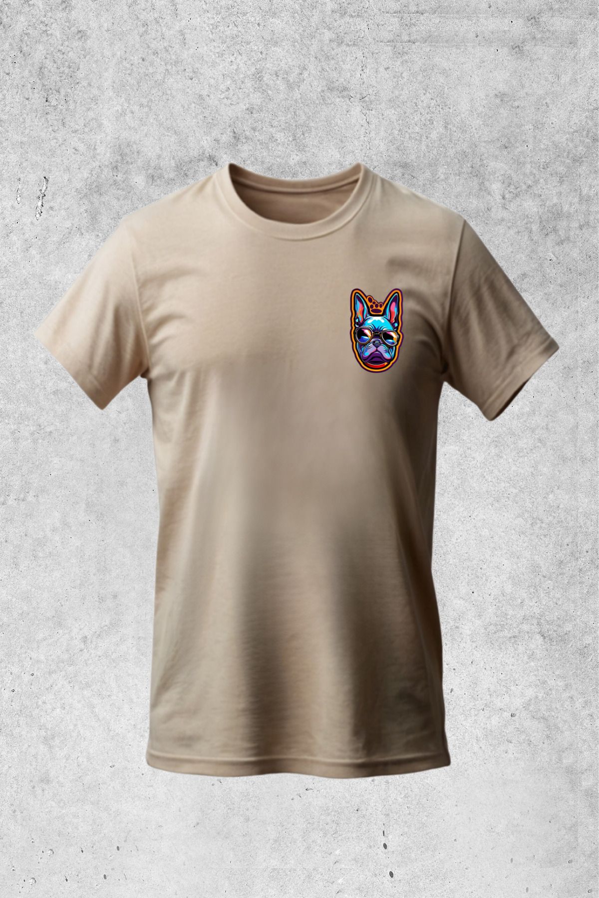 MOLICO Basic unisex sıfır yaka kısa kollu FRENCH DOG BASKILI Tshirt
