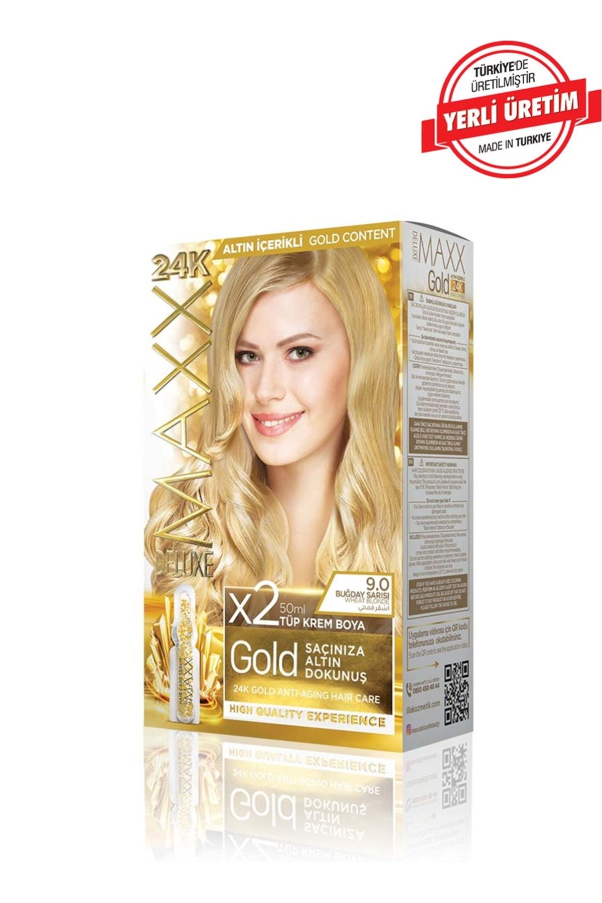 MUK's Beauty Tools Maxx Deluxe Gold Series Saç Boya Seti 2 Tüp Boya 2 Oksidan 30 Harika Renk Seçeneği