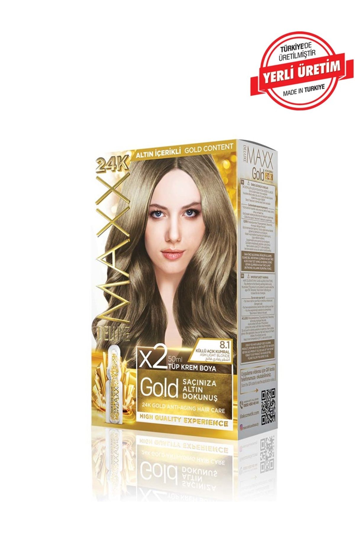 MUK's Beauty Tools Maxx Deluxe Gold Series Saç Boya Seti 2 Tüp Boya 2 Oksidan 30 Harika Renk Seçeneği