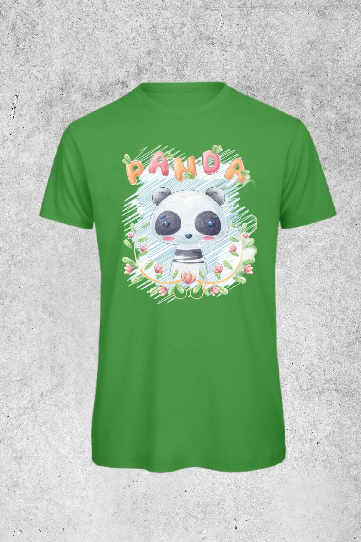 MOLICO Basic unisex sıfır yaka kısa kollu PANDA BASKILI Tshirt