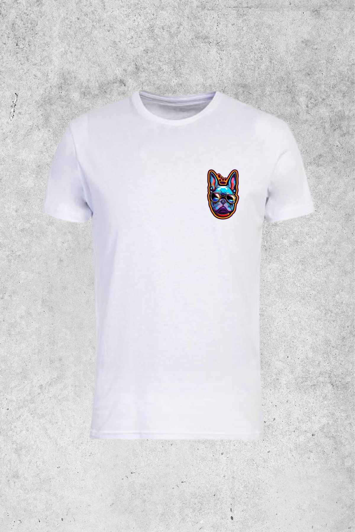 MOLICO Basic unisex sıfır yaka kısa kollu FRENCH DOG BASKILI Tshirt